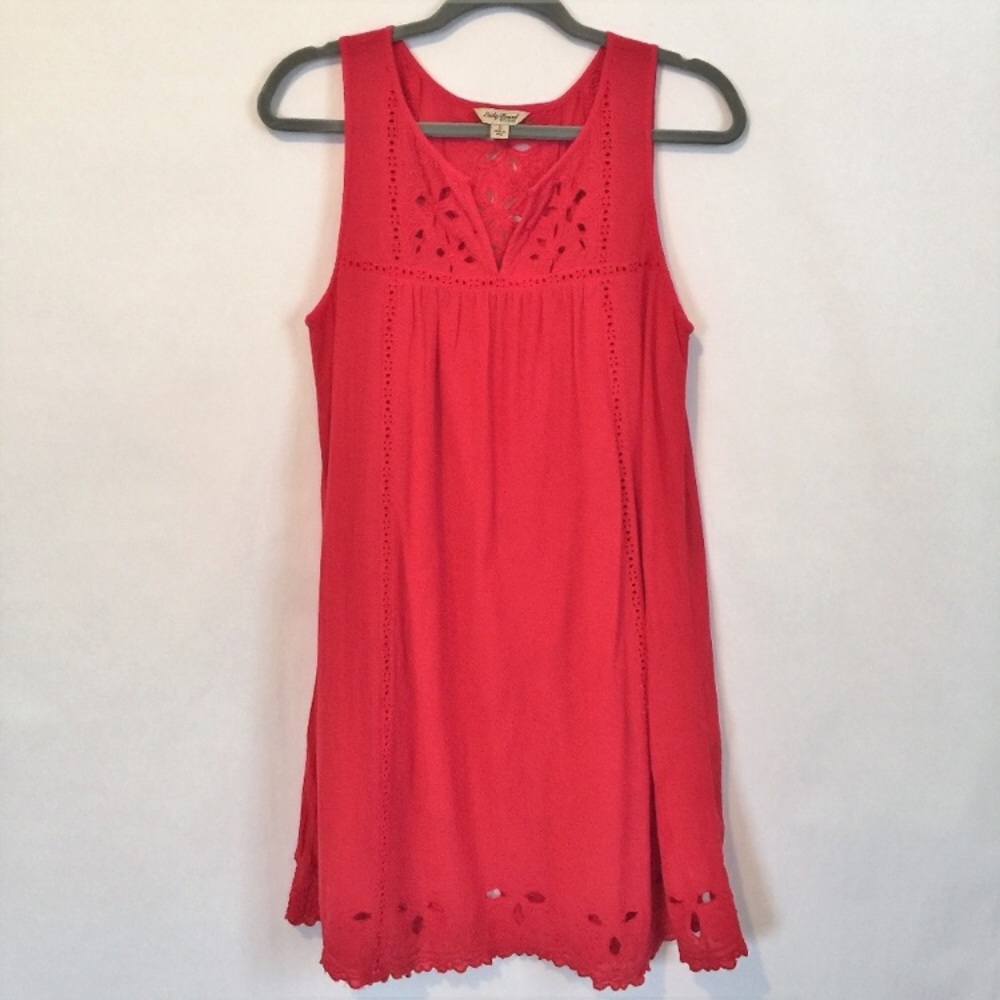 Lucky Brand Red Eyelet Dress Small